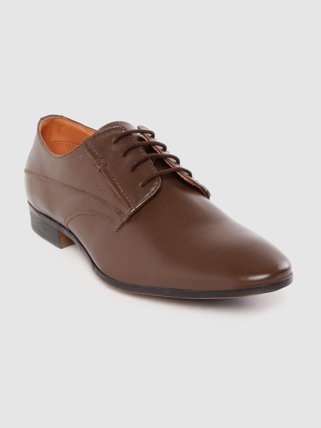 

CLOG LONDON Men Coffee Brown Solid Leather Formal Derbys