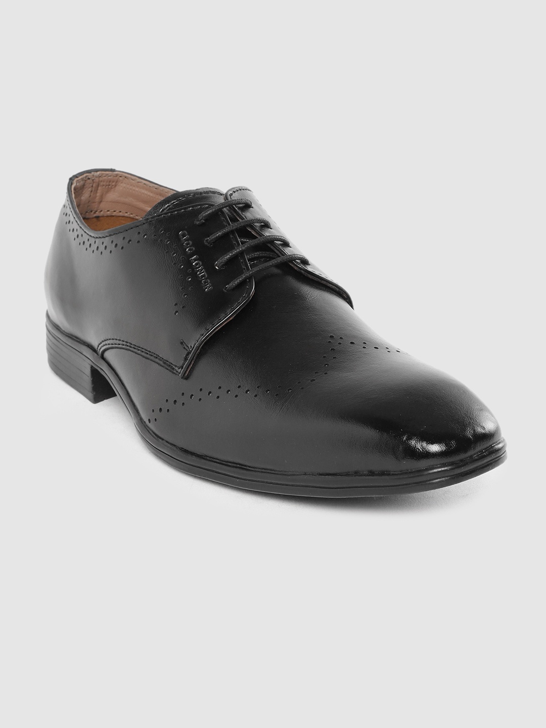 

CLOG LONDON Men Black Leather Perforated Formal Derbys