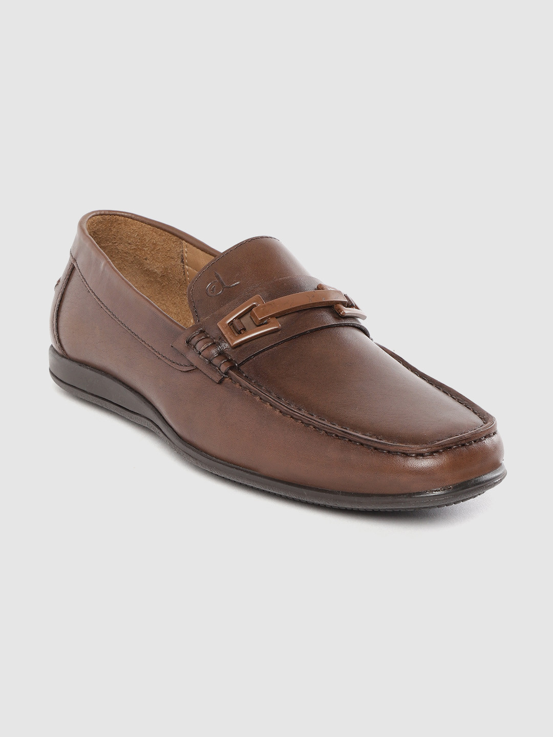 

CLOG LONDON Men Coffee Brown Leather Solid Smart Casual Horsebit Loafers