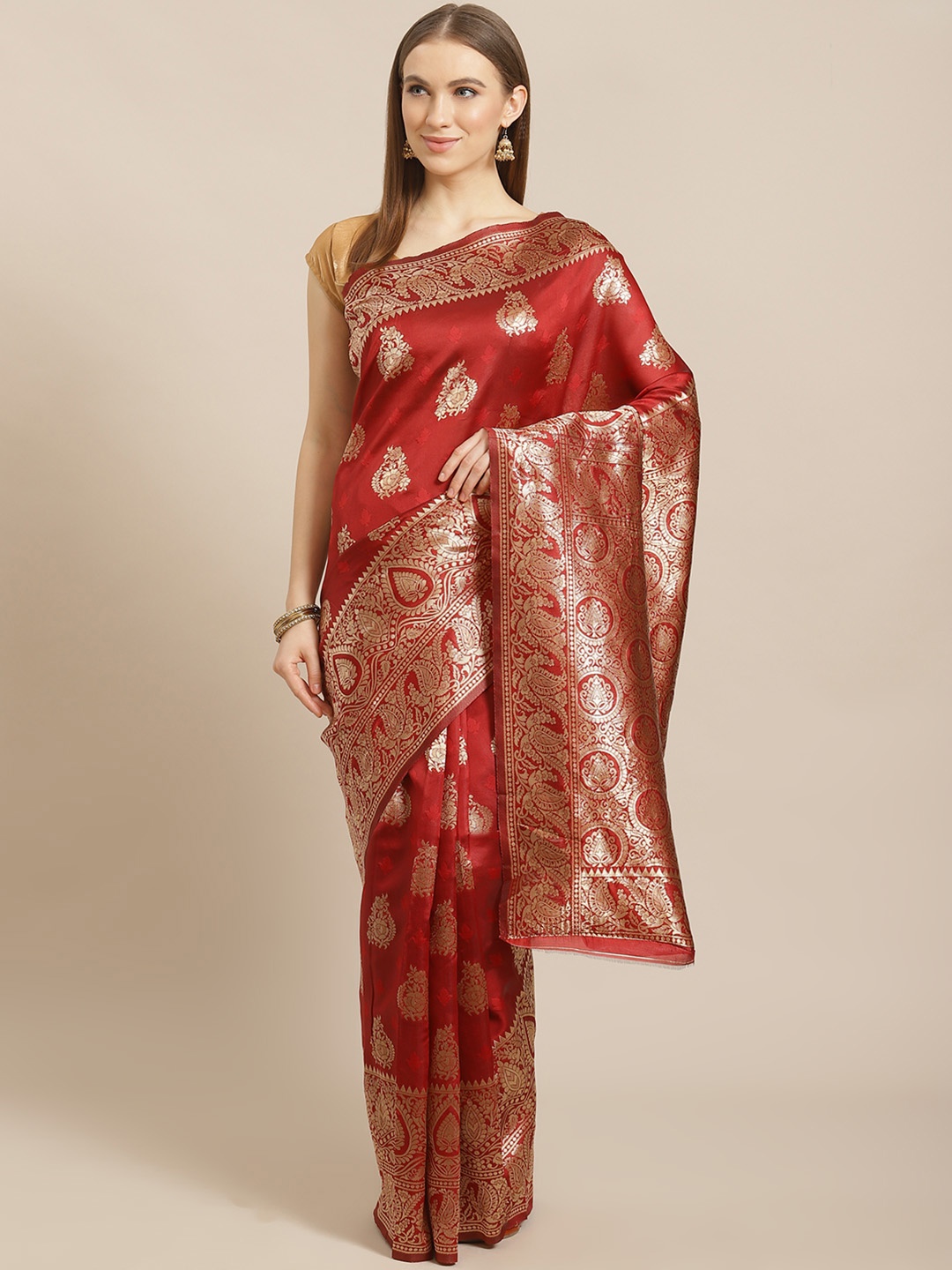 

Mitera Red & Golden Woven Design Banarasi Saree