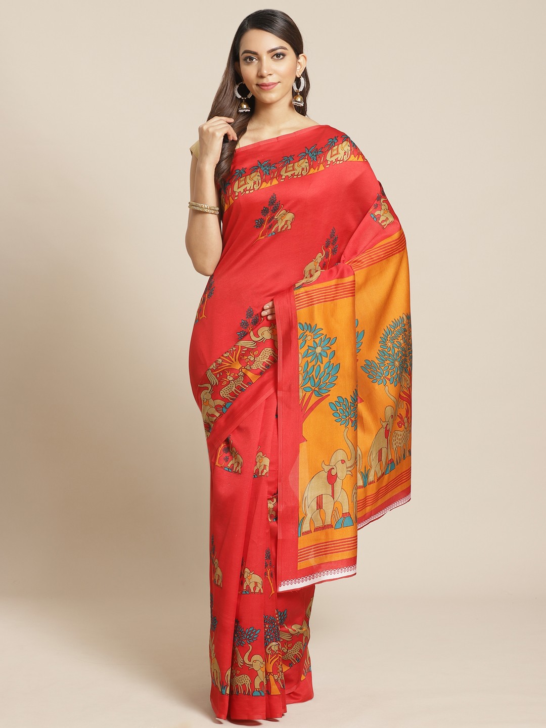 

KALINI Red Printed Saree
