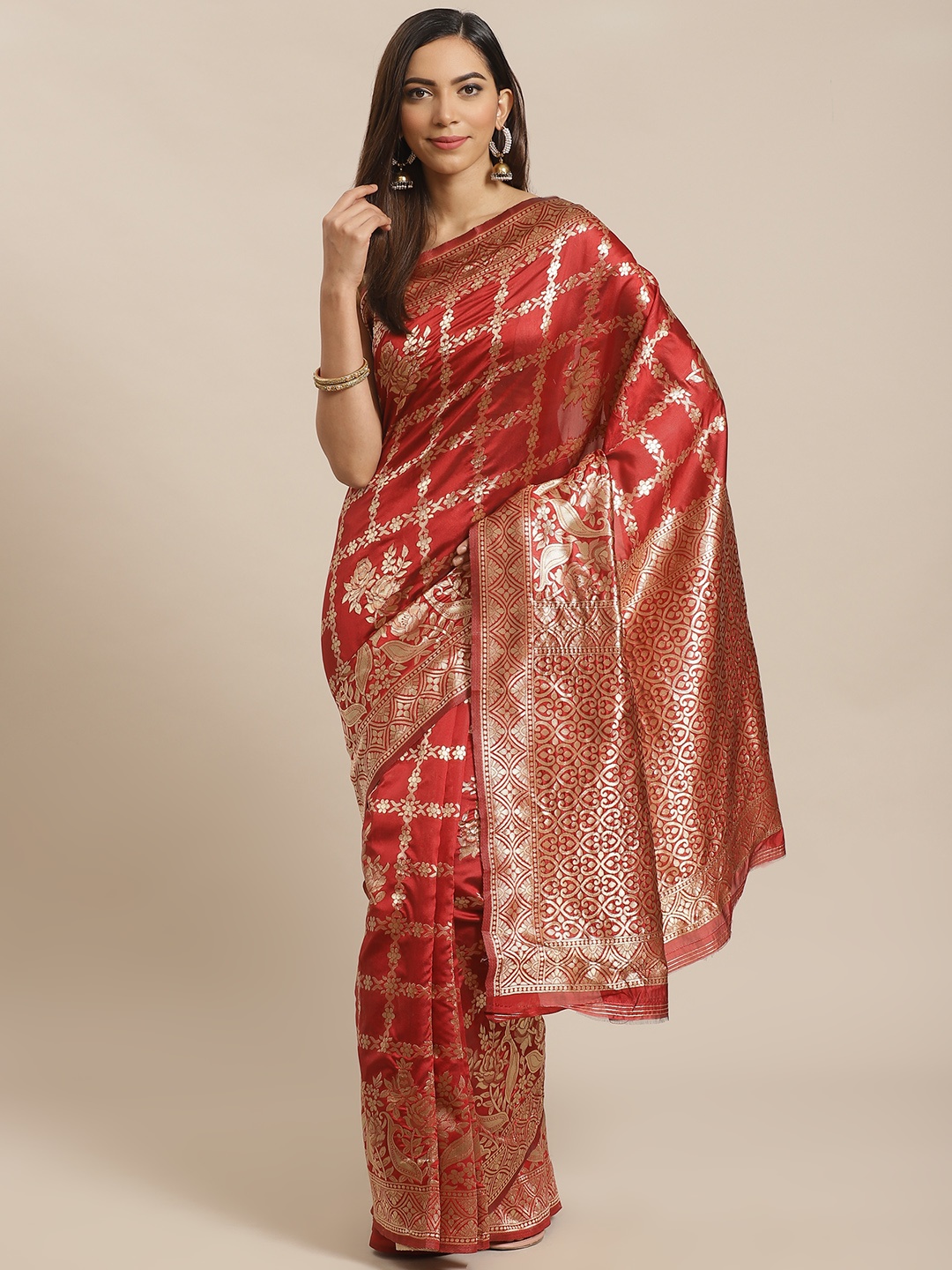 

Mitera Red & Golden Woven Design Banarasi Saree