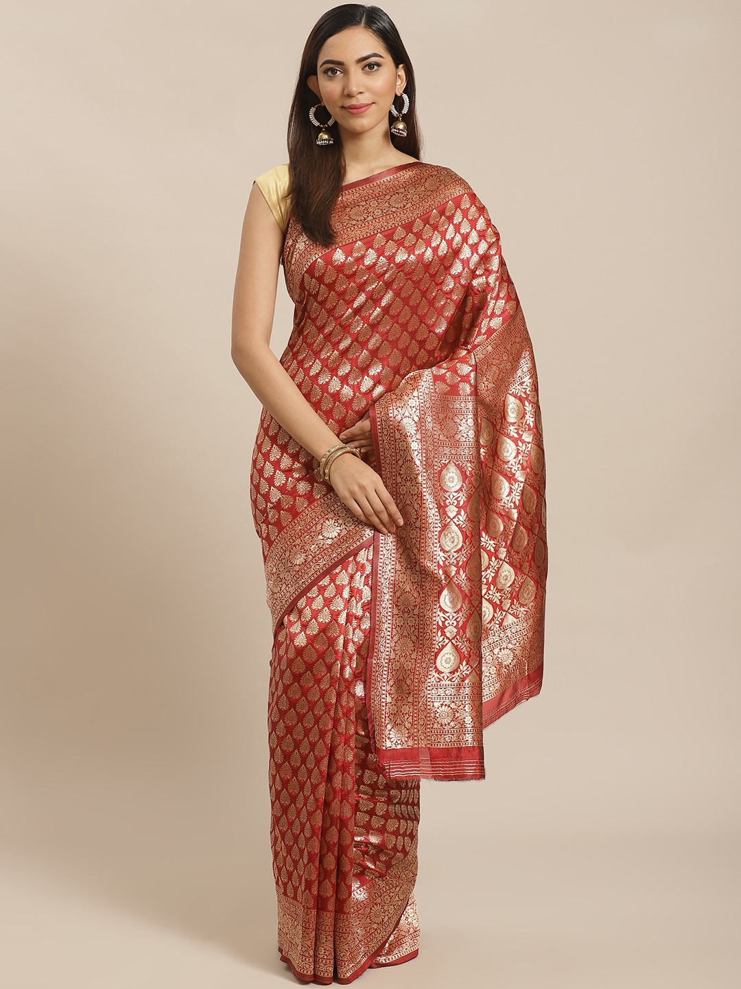 

Mitera Red & Golden Woven Design Banarasi Saree