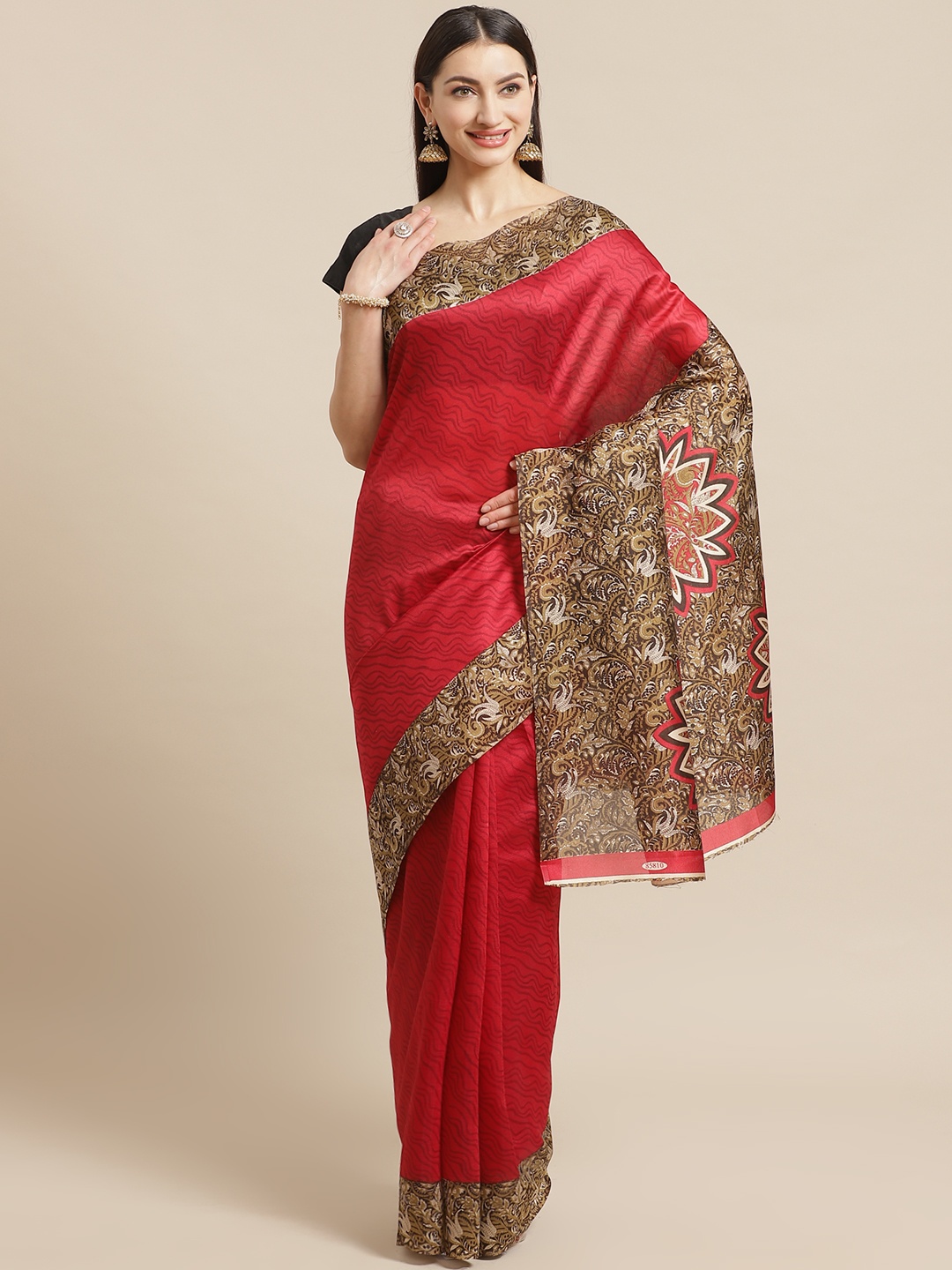 

KALINI Red & Beige Printed Saree