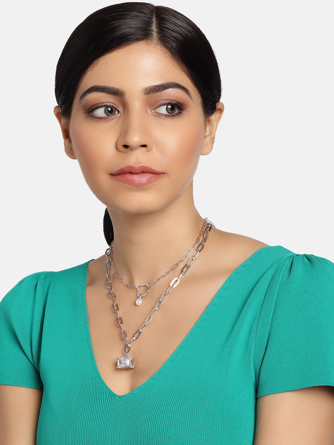 

Ayesha Set of 2 Silver-Plated Chain Link Necklaces