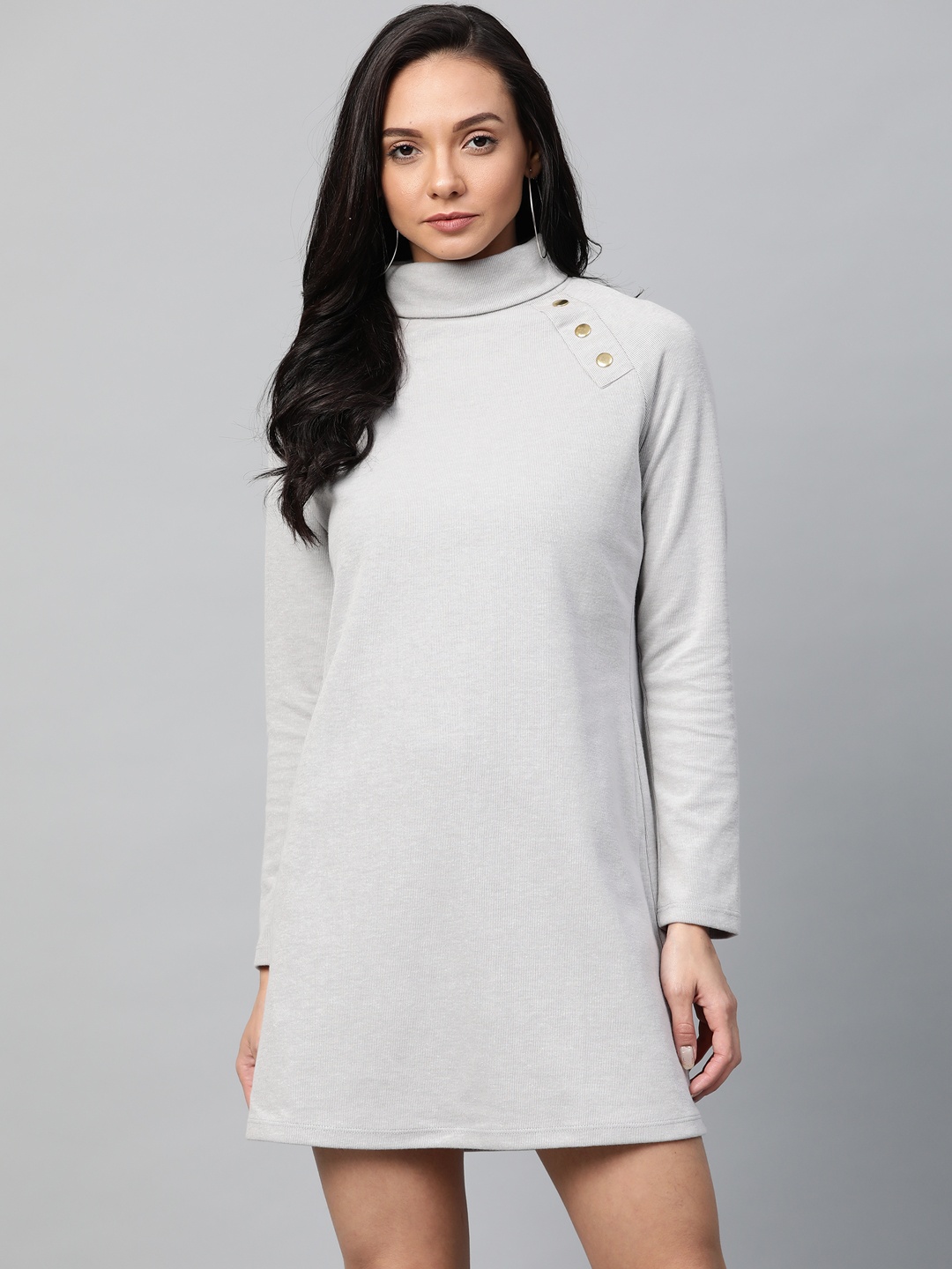 

SASSAFRAS Women Grey Solid Jumper Dress