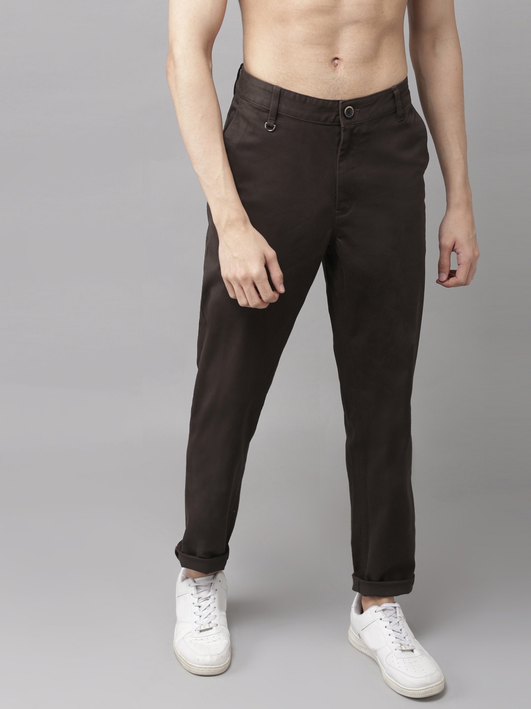

Roadster Men Coffee Brown Slim Fit Solid Chinos