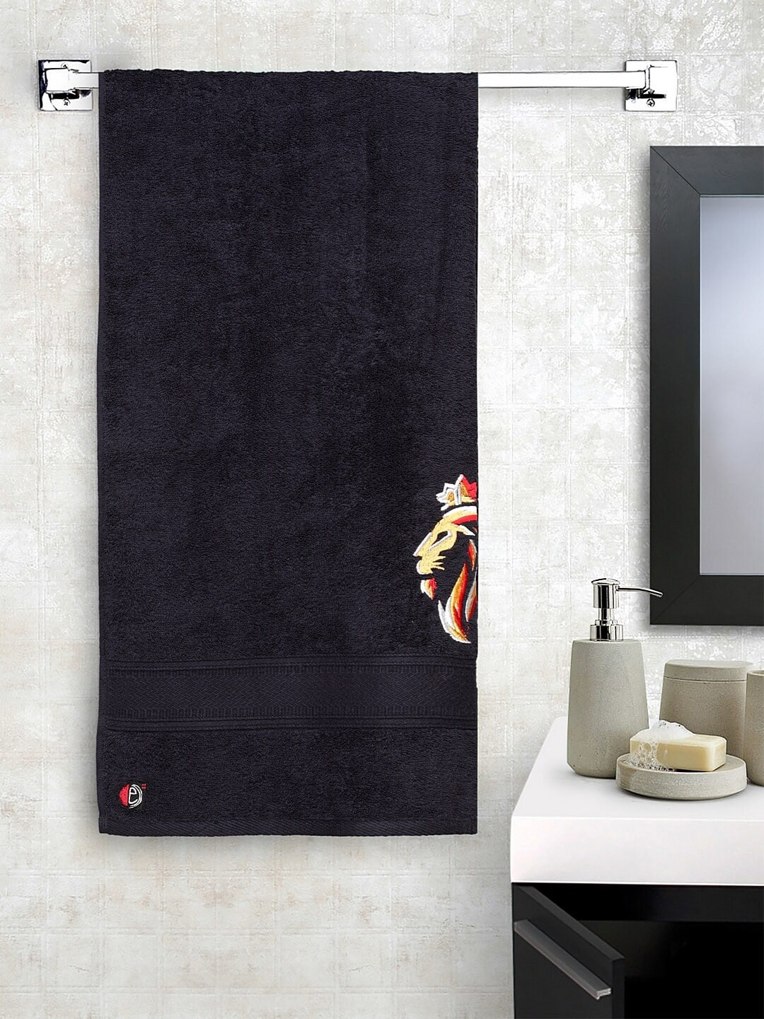 

DECOREALM Unisex Black Self-Design 380 GSM Bath Towel