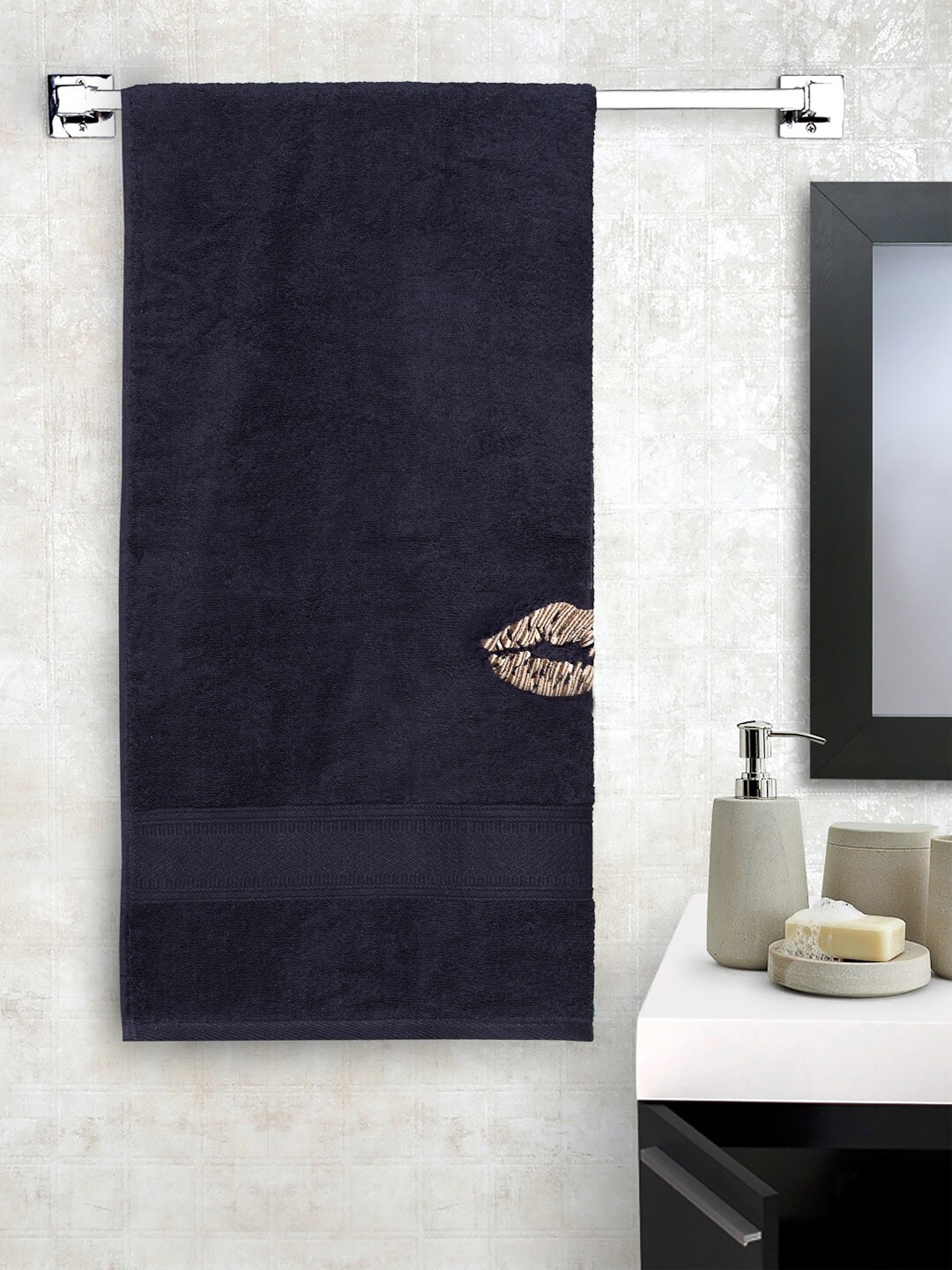

DECOREALM Unisex Black Solid 380 GSM Bath Towel
