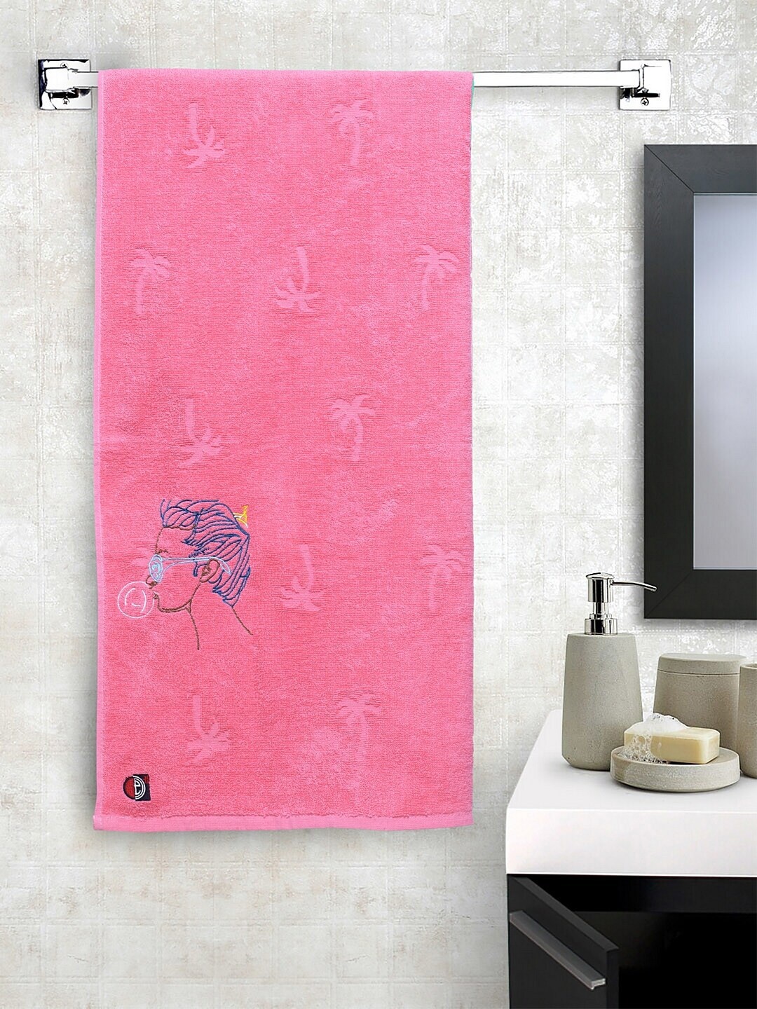 

DECOREALM Unisex Pink Self-Design 380 GSM Bath Towel
