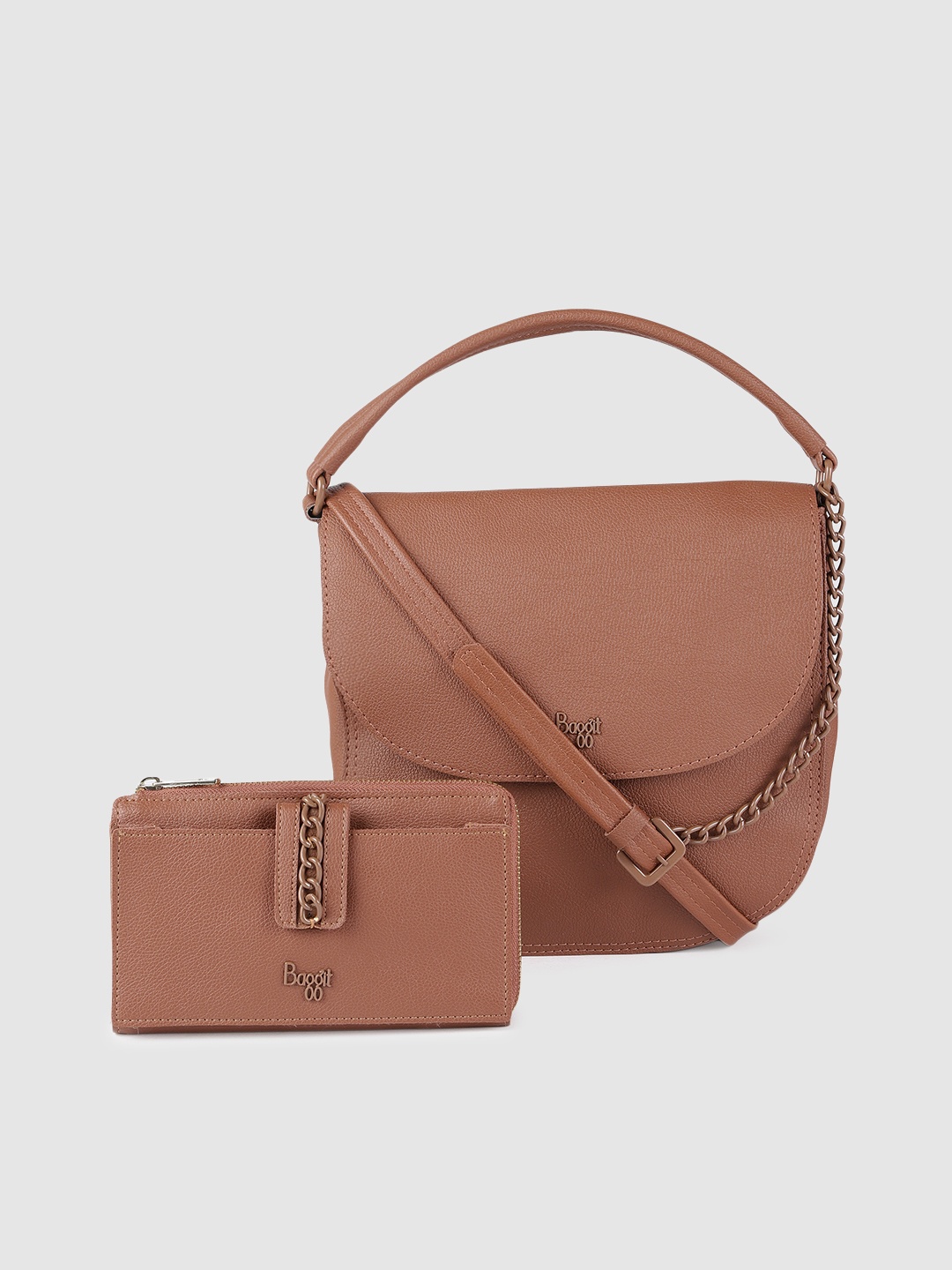 

Baggit Tan Brown Solid Satchel