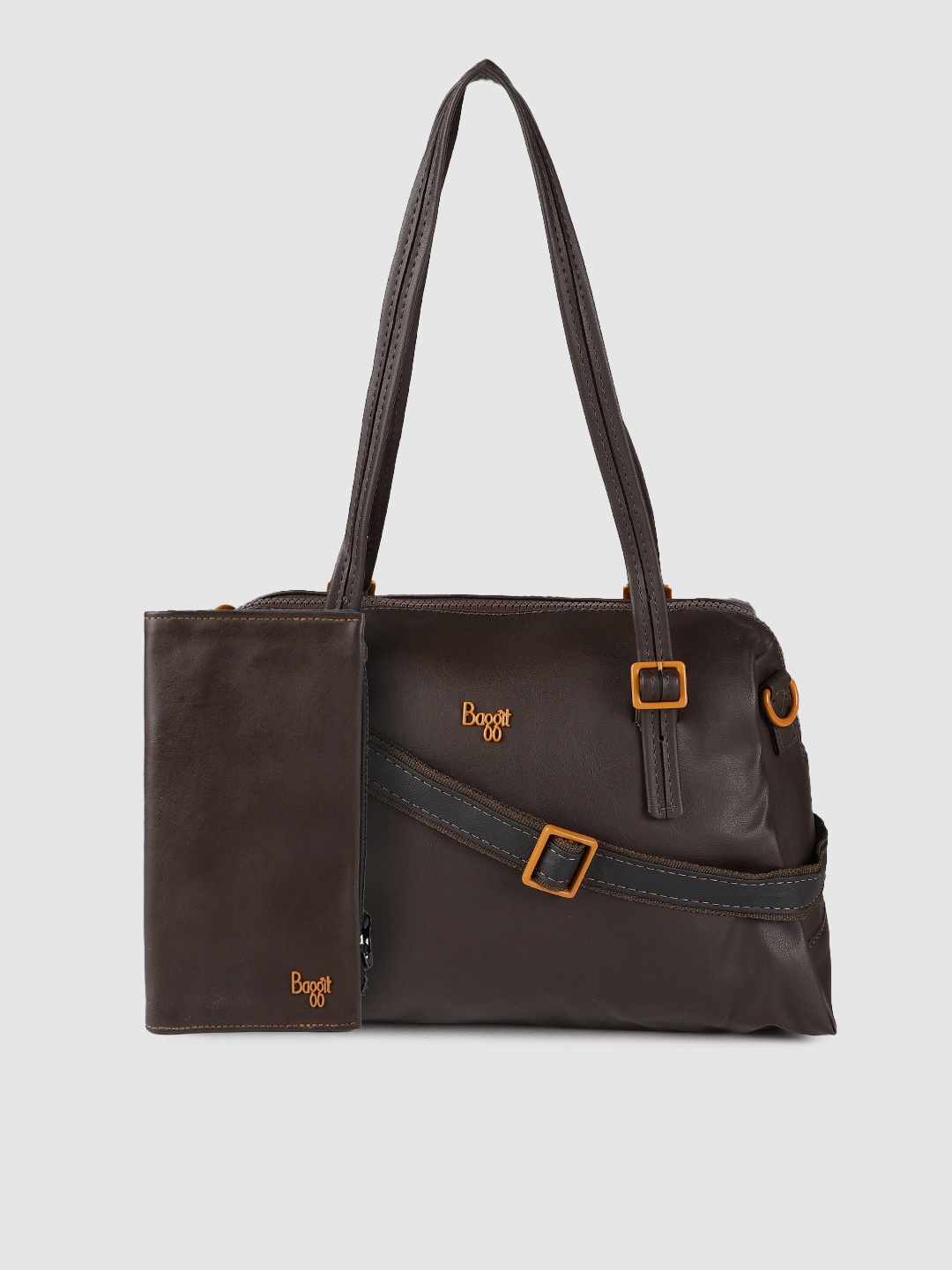 

Baggit Brown Textured Handheld Bag with Wallet