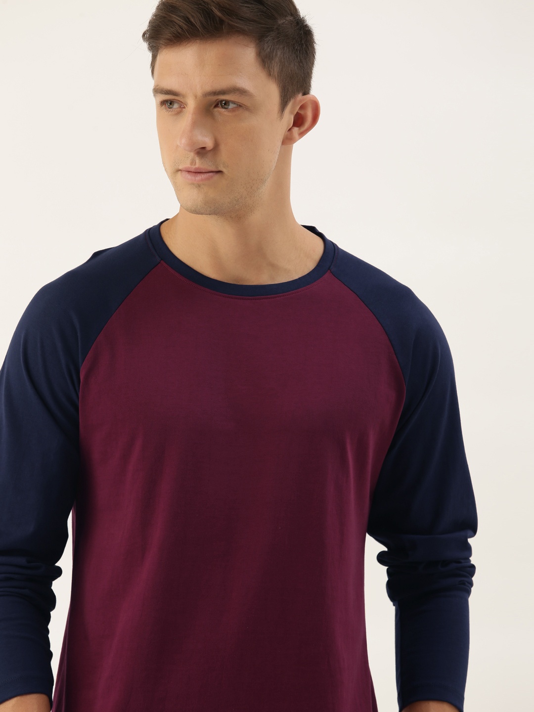 

INVICTUS Men Maroon Raglan Sleeves Pure Cotton T-shirt