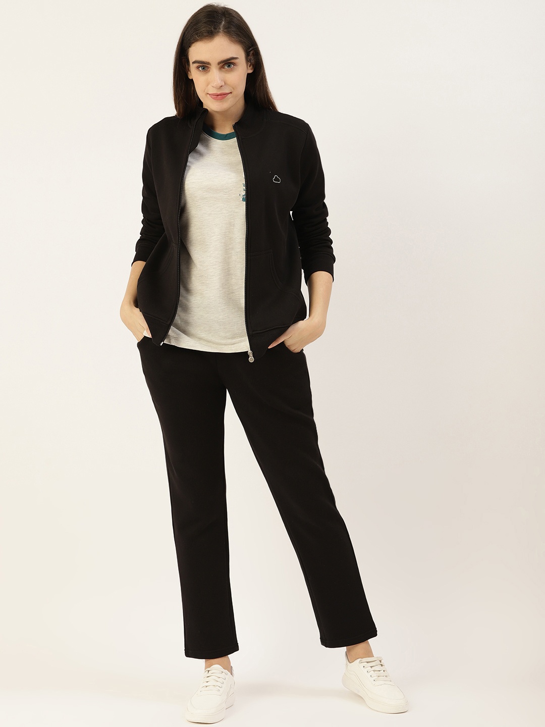 

Sweet Dreams Women Black Solid Tracksuit