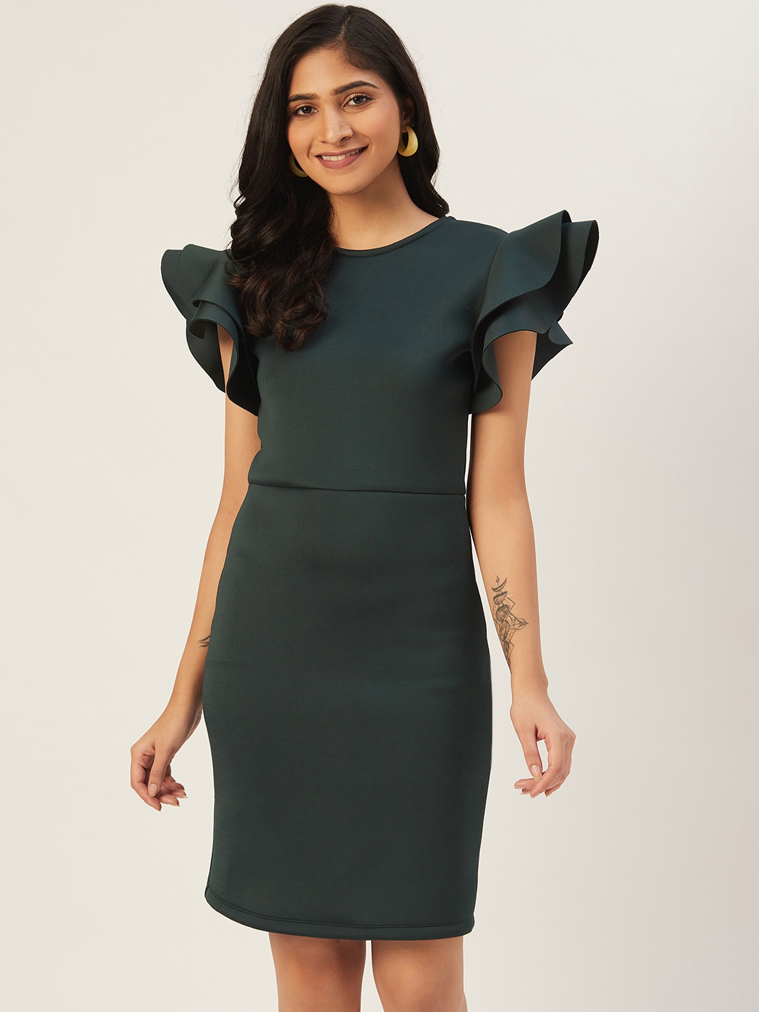 

DODO & MOA Women Green Solid Sheath Dress