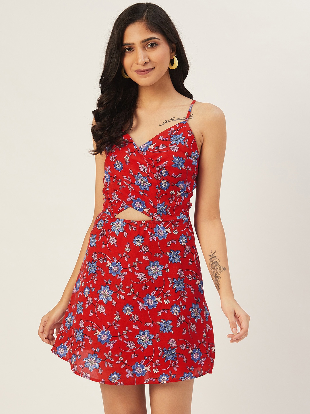 

DODO & MOA Women Red & Blue Printed A-Line Dress