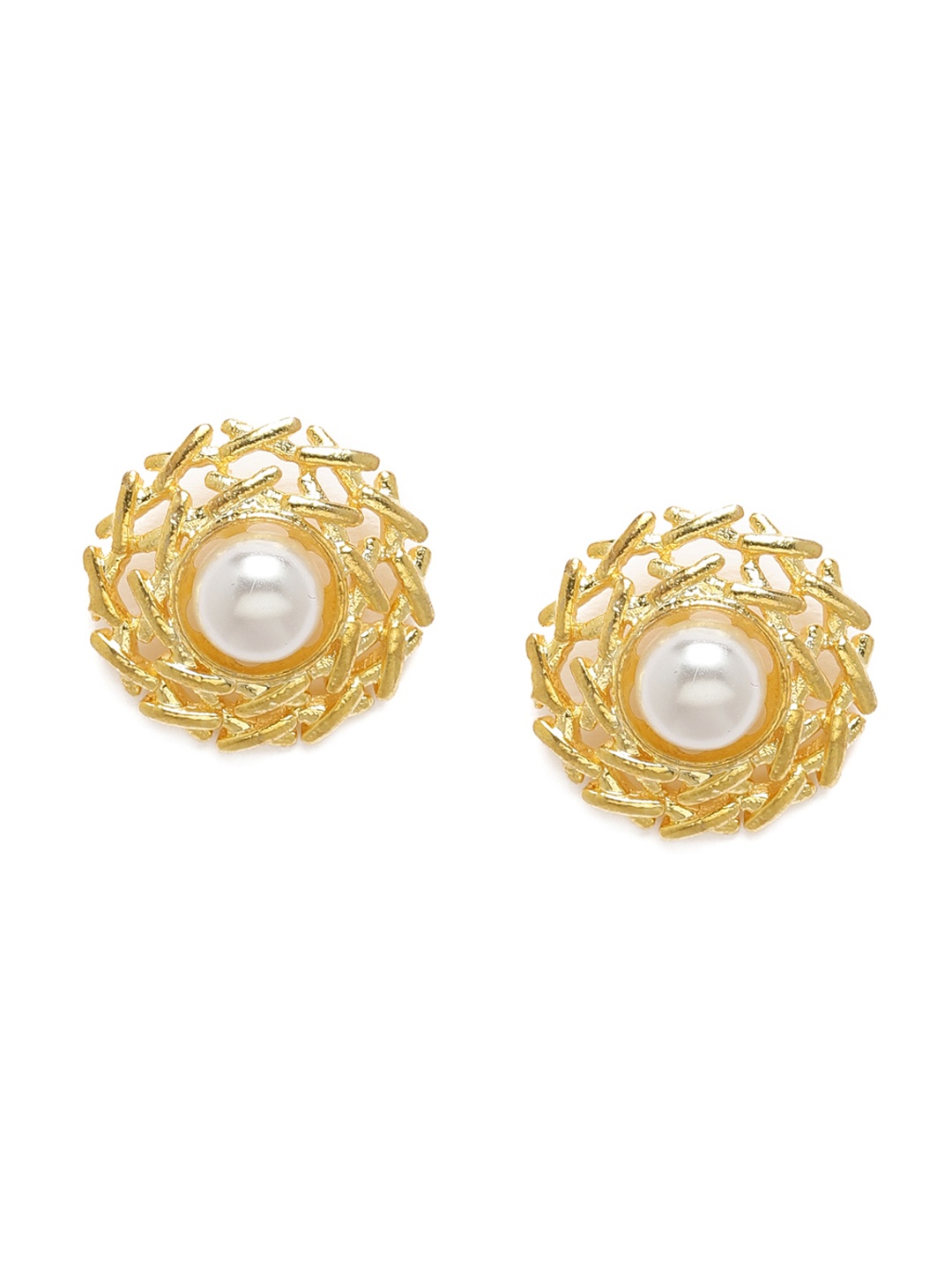 

Zaveri Pearls Gold-Plated Pearl Circular Studs