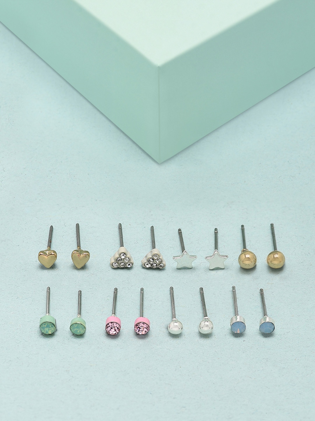 

Zaveri Pearls Set of 8 Contemporary Studs, Multi