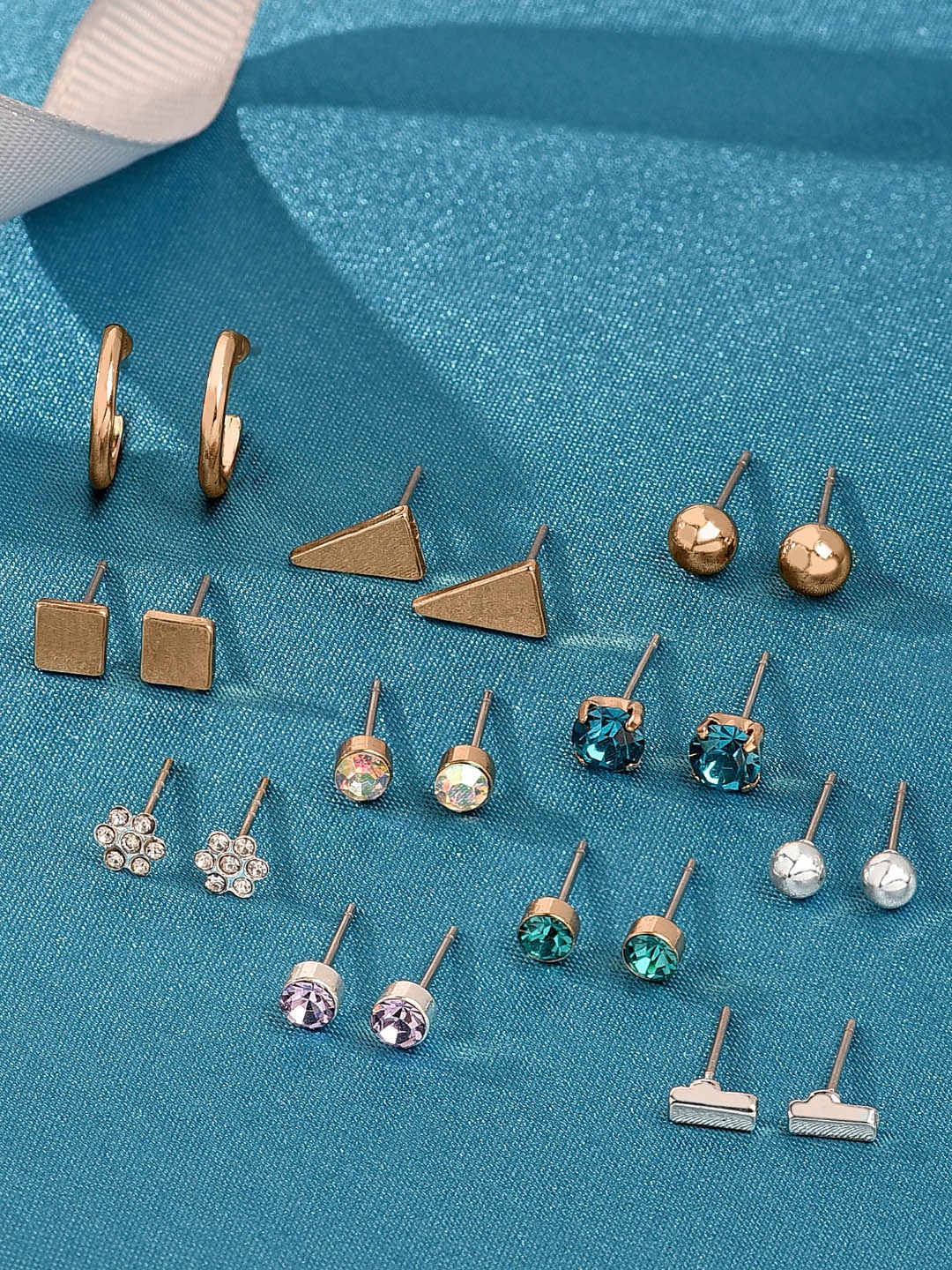 

Zaveri Pearls Set of 11 Contemporary Studs, Multi