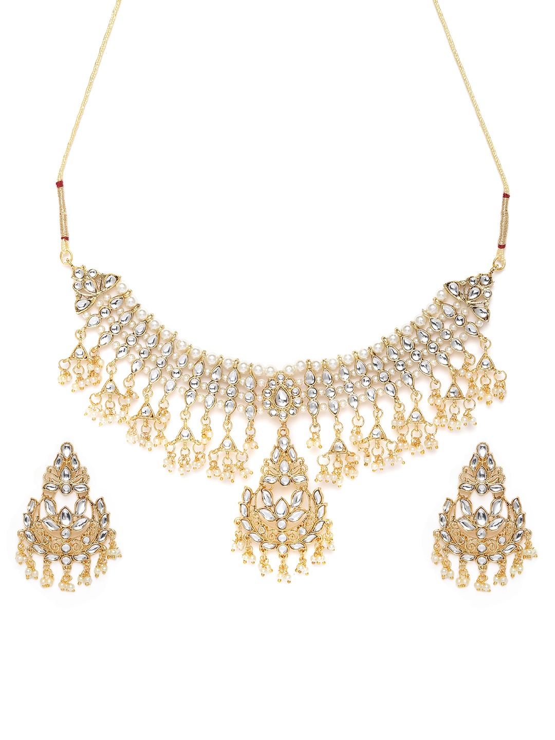

Zaveri Pearls Gold-Plated Pearls Stone-Studded & Beaded Jewellery Set
