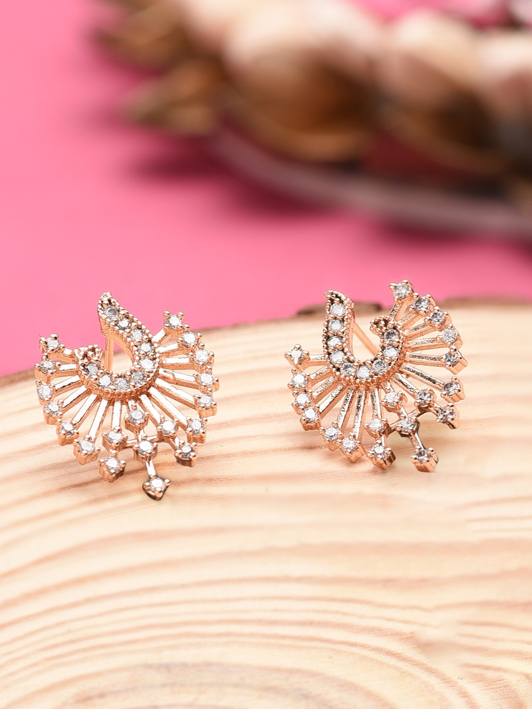 

Zaveri Pearls Gold-Plated Cubic Zirconia Studded Quirky Studs