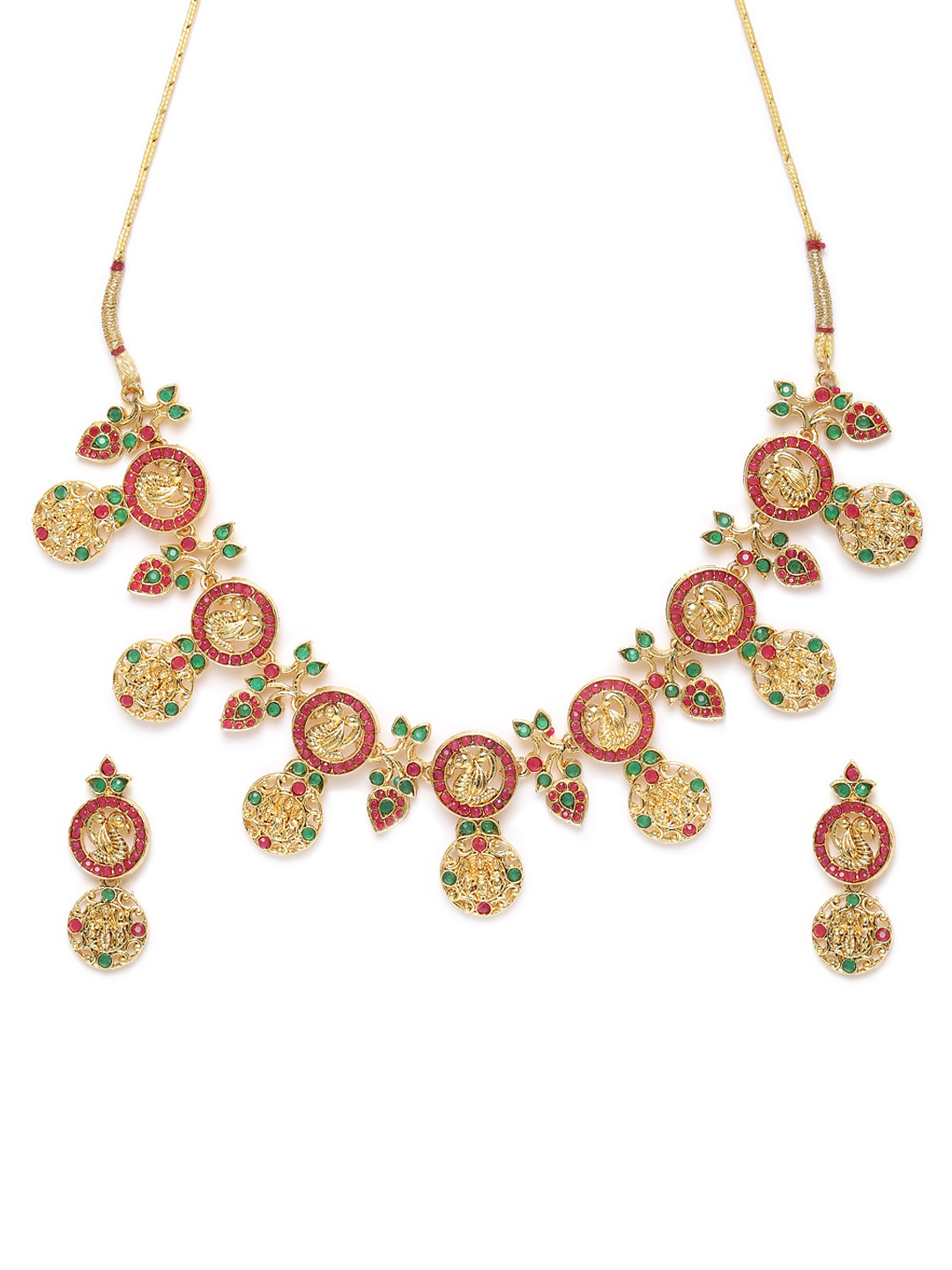 

Zaveri Pearls Gold-Toned & Pink Stone Studded Jewellery Set