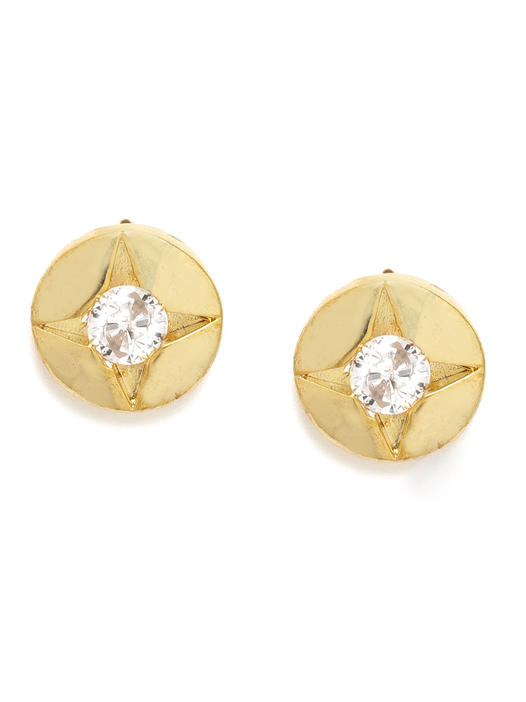 

Zaveri Pearls Gold-Plated CZ Studded Circular Studs