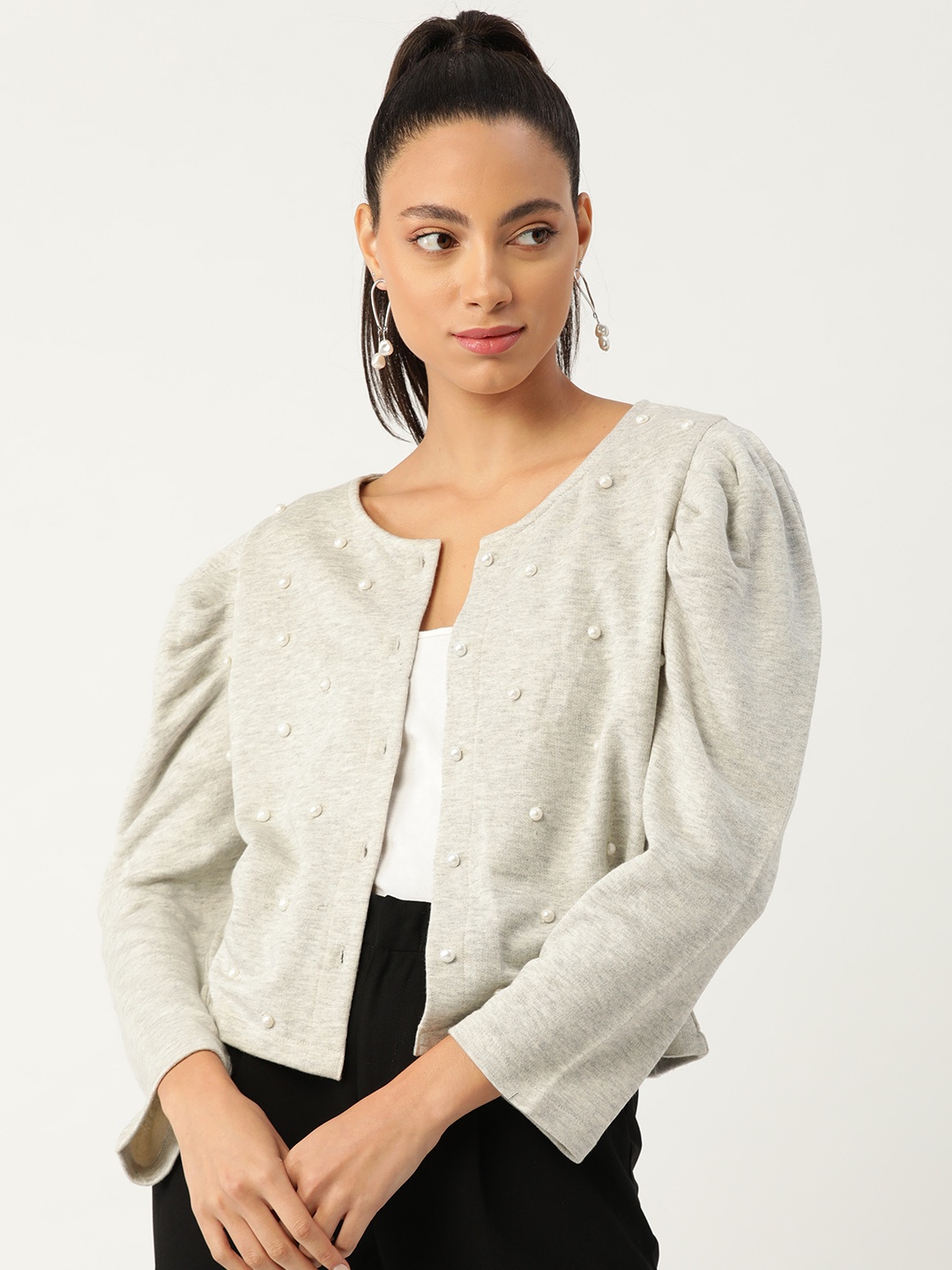 

Antheaa Women Grey Melange Solid Tailored Jacket