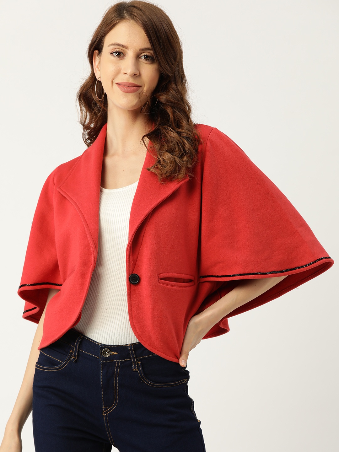 

Antheaa Women Red Solid Tailored Jacket