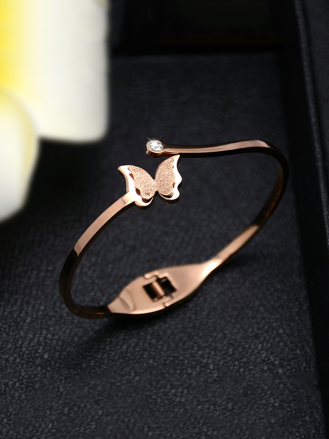 

Yellow Chimes Rose Gold-Plated Cuff Bracelet