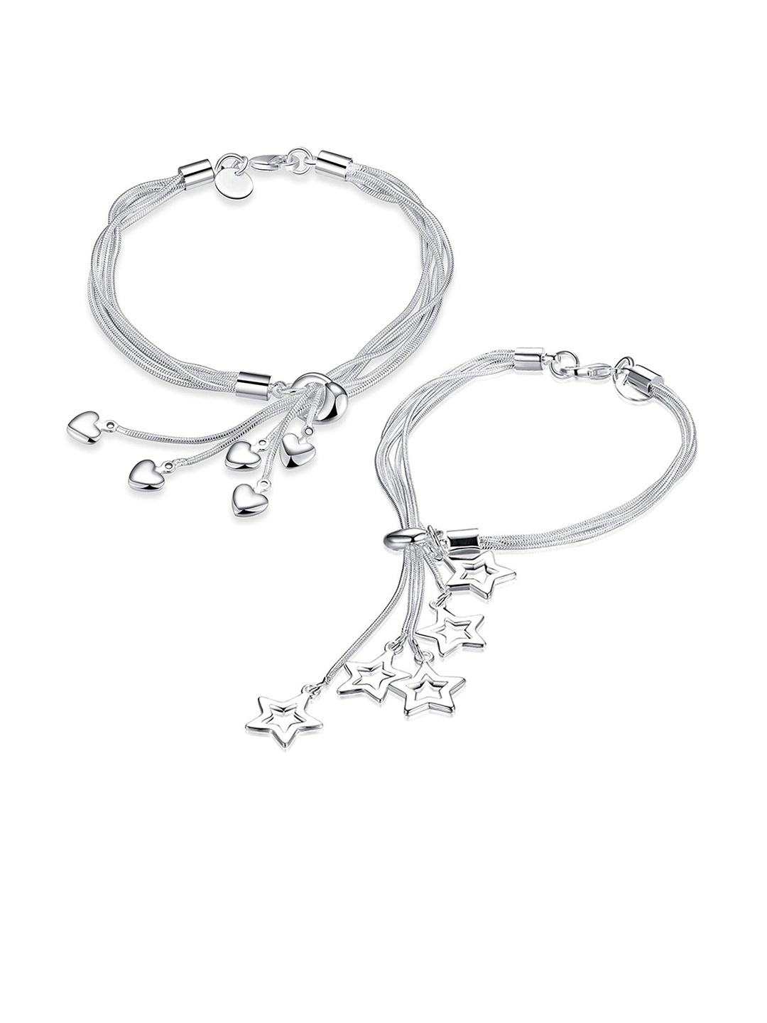 

Yellow Chimes Set Of 2 Silver-Plated Handcrafted Charm Bracelets