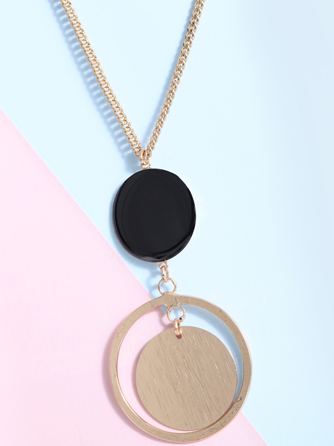 

Carlton London Black Gold-Plated Enamelled Necklace