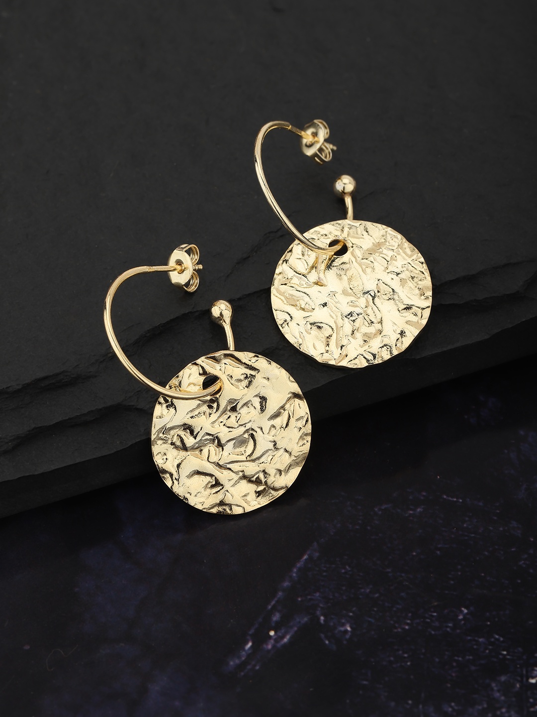 

Carlton London Gold-Plated Textured Circular Half Hoop Earrings
