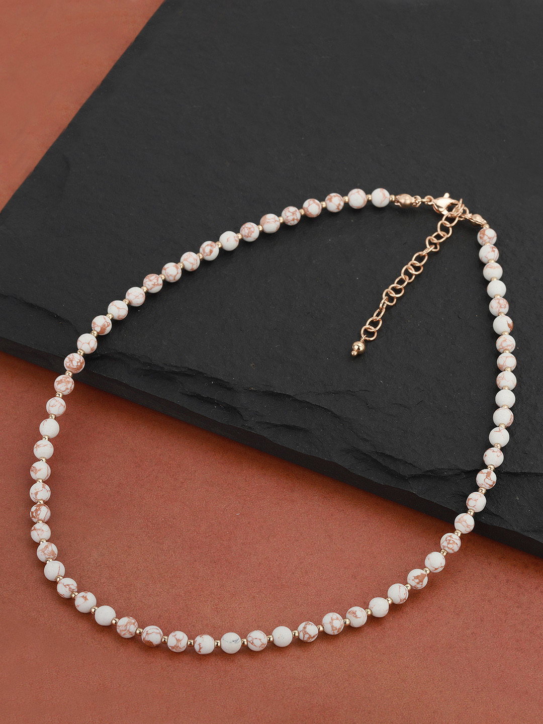 

Carlton London Off-White & Gold-Toned Beaded Necklace
