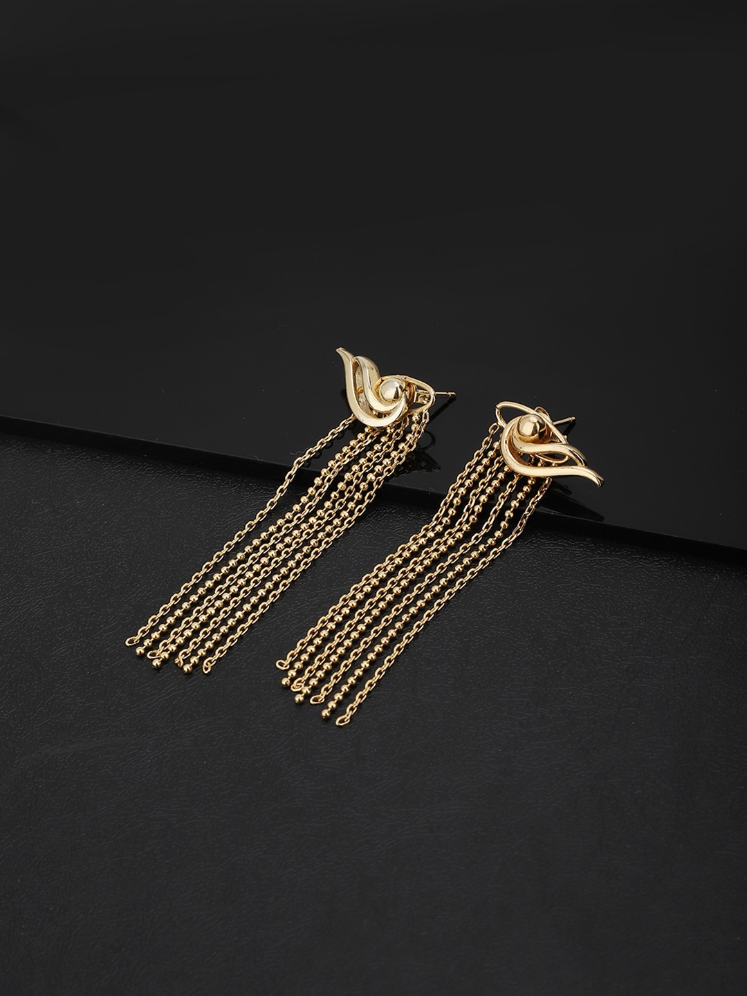 

Carlton London Gold-Plated Tasselled Contemporary Drop Earrings