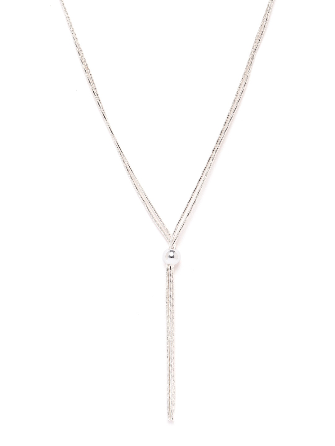 

Carlton London Silver-Toned Rhodium-Plated Lariat Necklace