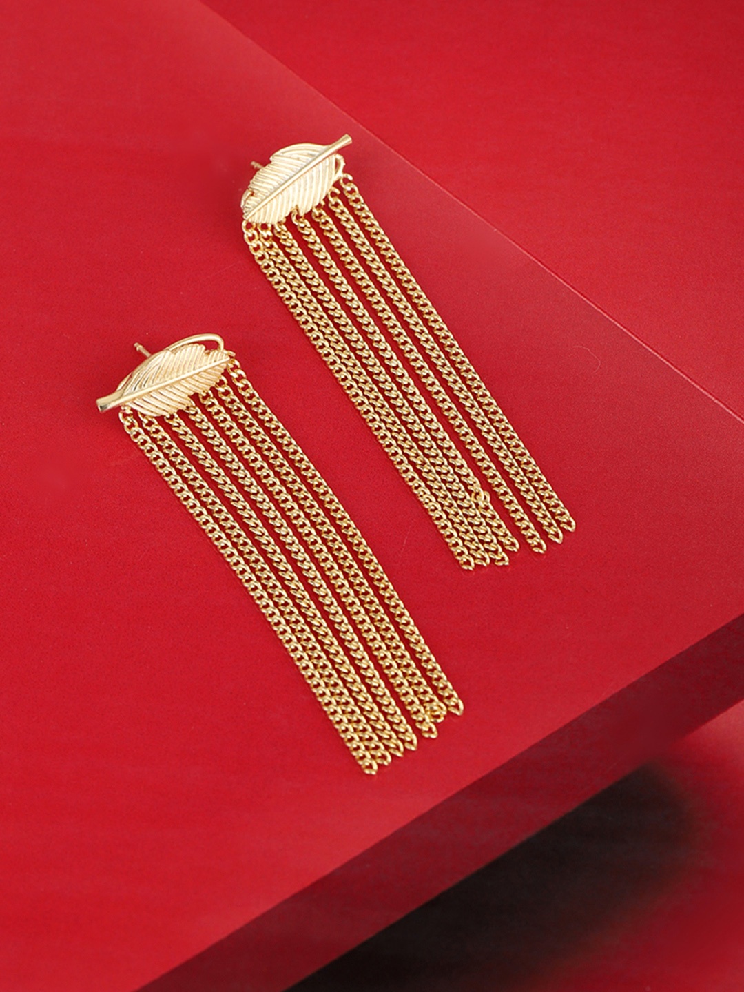 

Carlton London Gold-Plated Taselled Contemporary Drop Earrings