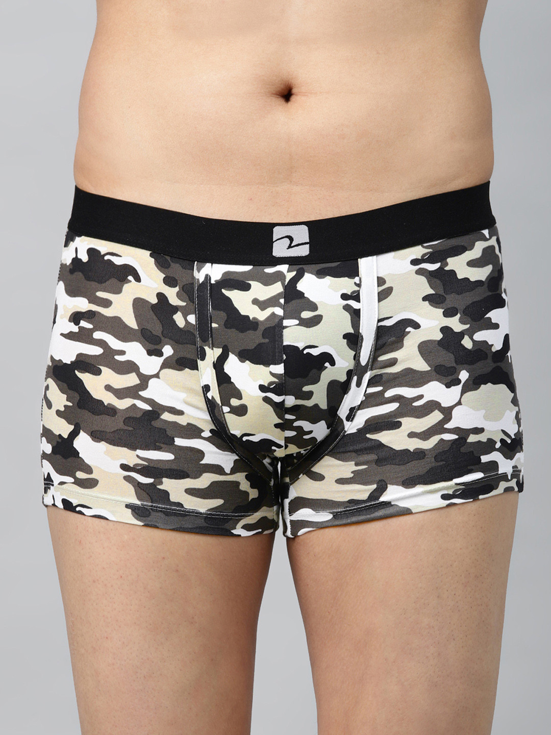 

UnderJeans by Spykar Men Black & Beige Camouflage Print Trunks 8907966425705