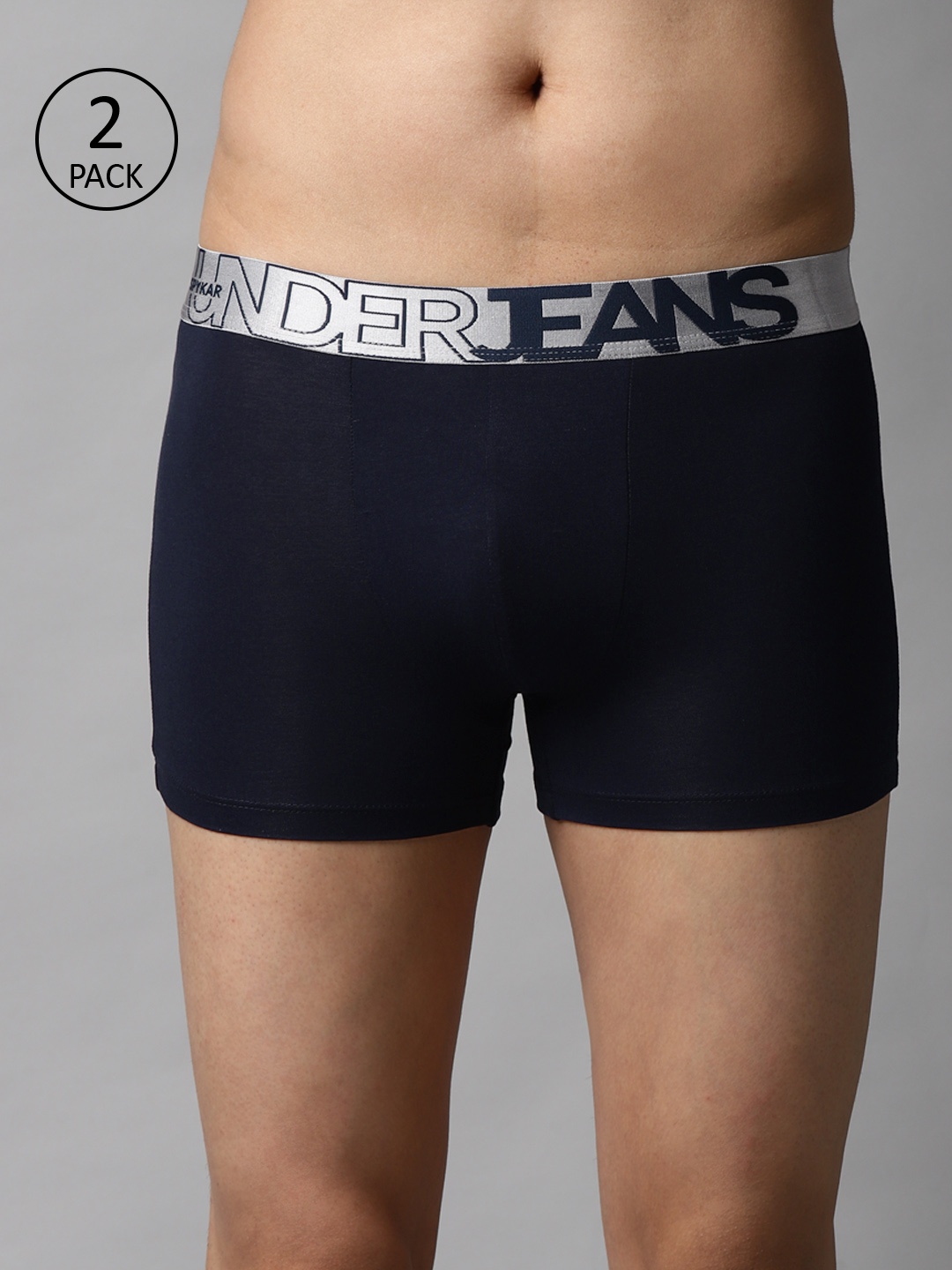 

UnderJeans by Spykar Men Pack of 2 Navy Blue Solid Trunks 8907966432604