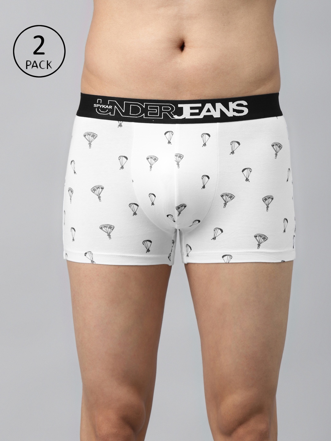 

UnderJeans by Spykar Men White & Black Printed Trunks 8907966433656