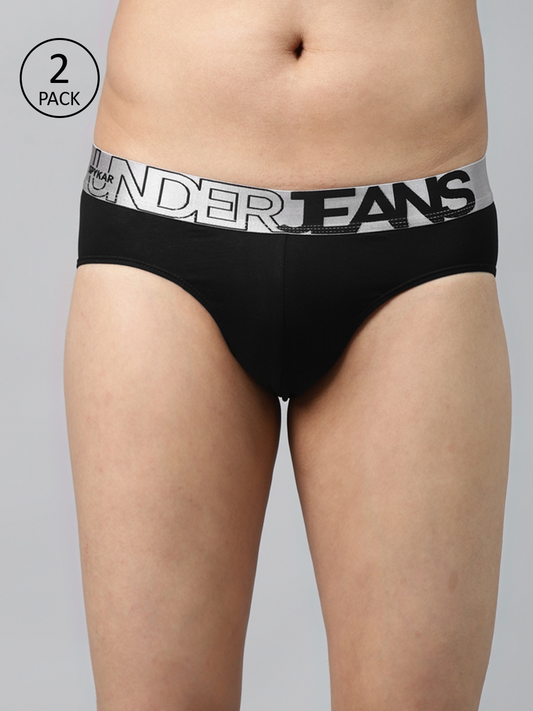 

UnderJeans by Spykar Men Solid Pack of 2 Basic Briefs UJ-MBR-PBC015-BLACK