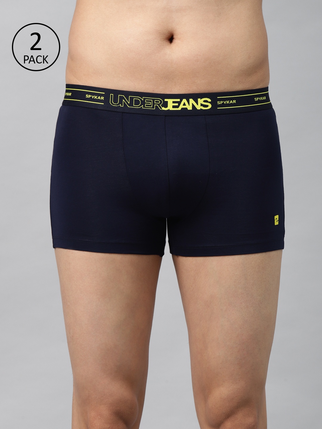 

UnderJeans by Spykar Men Pack of 2 Navy Solid Trunks 8907966431904, Navy blue