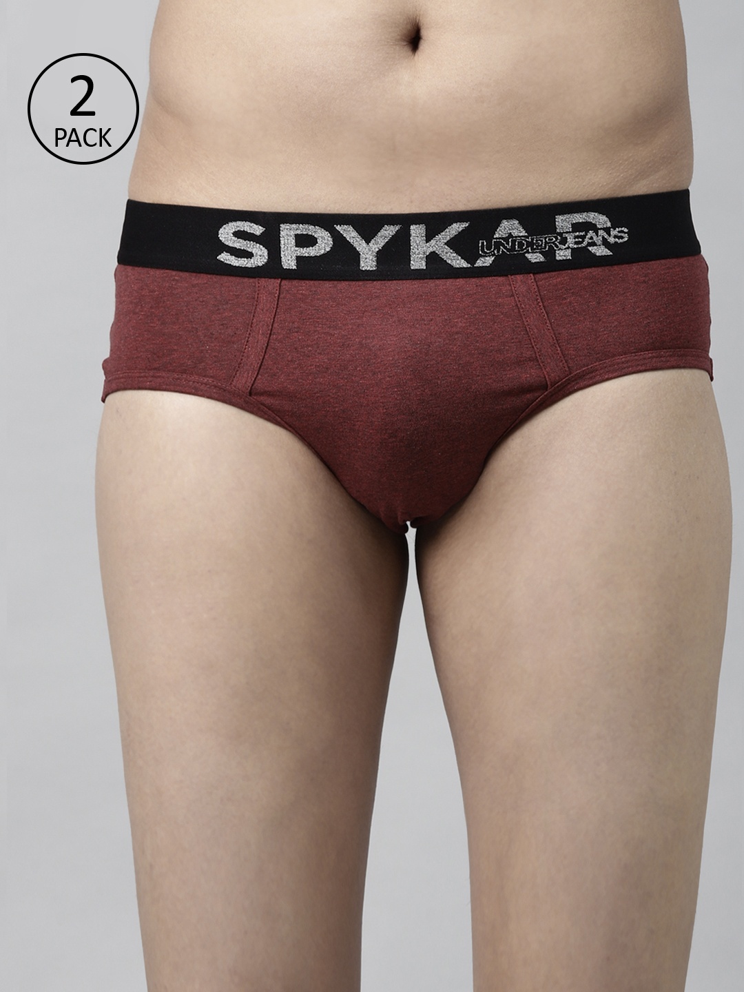 

UnderJeans by Spykar Men Pack of 2 Solid Cotton Blend Brief, Maroon