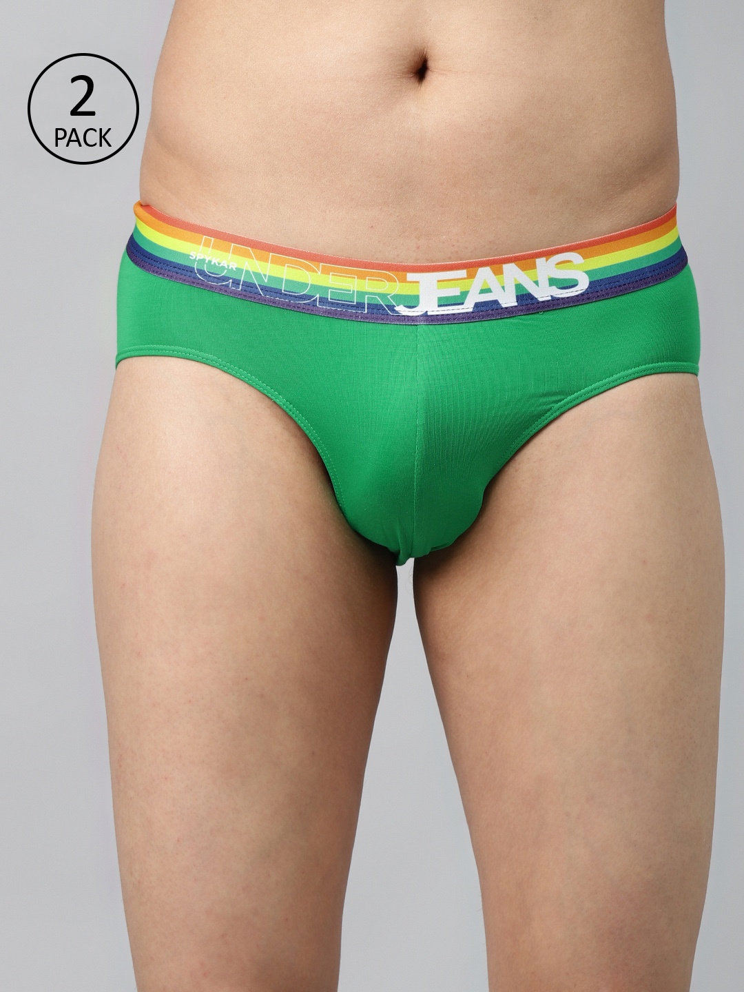 

UnderJeans by Spykar Men Pack of 2 Green Solid Briefs 8907966429154