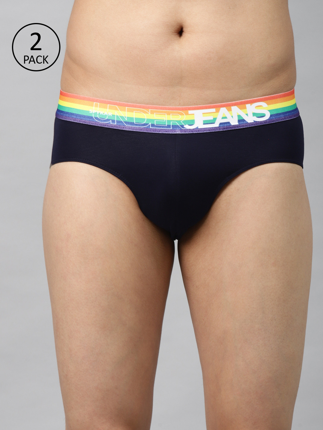 

UnderJeans by Spykar Men Pack of 2 Navy Blue Solid Briefs 8907966429109