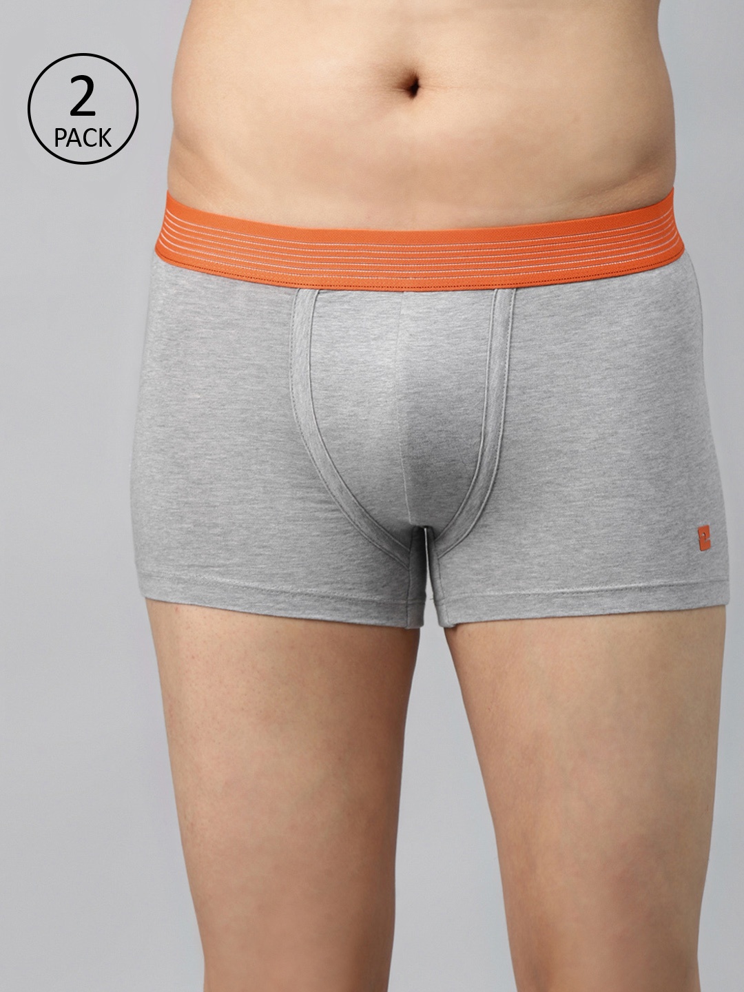 

UnderJeans by Spykar Men Pack of 2 Solid Trunks 8907966431508, Grey melange