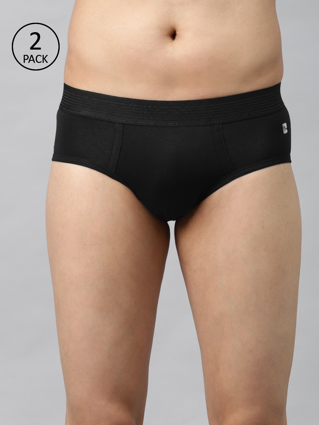 

UnderJeans by Spykar Men Pack of 2 Black Solid Briefs 8907966428003
