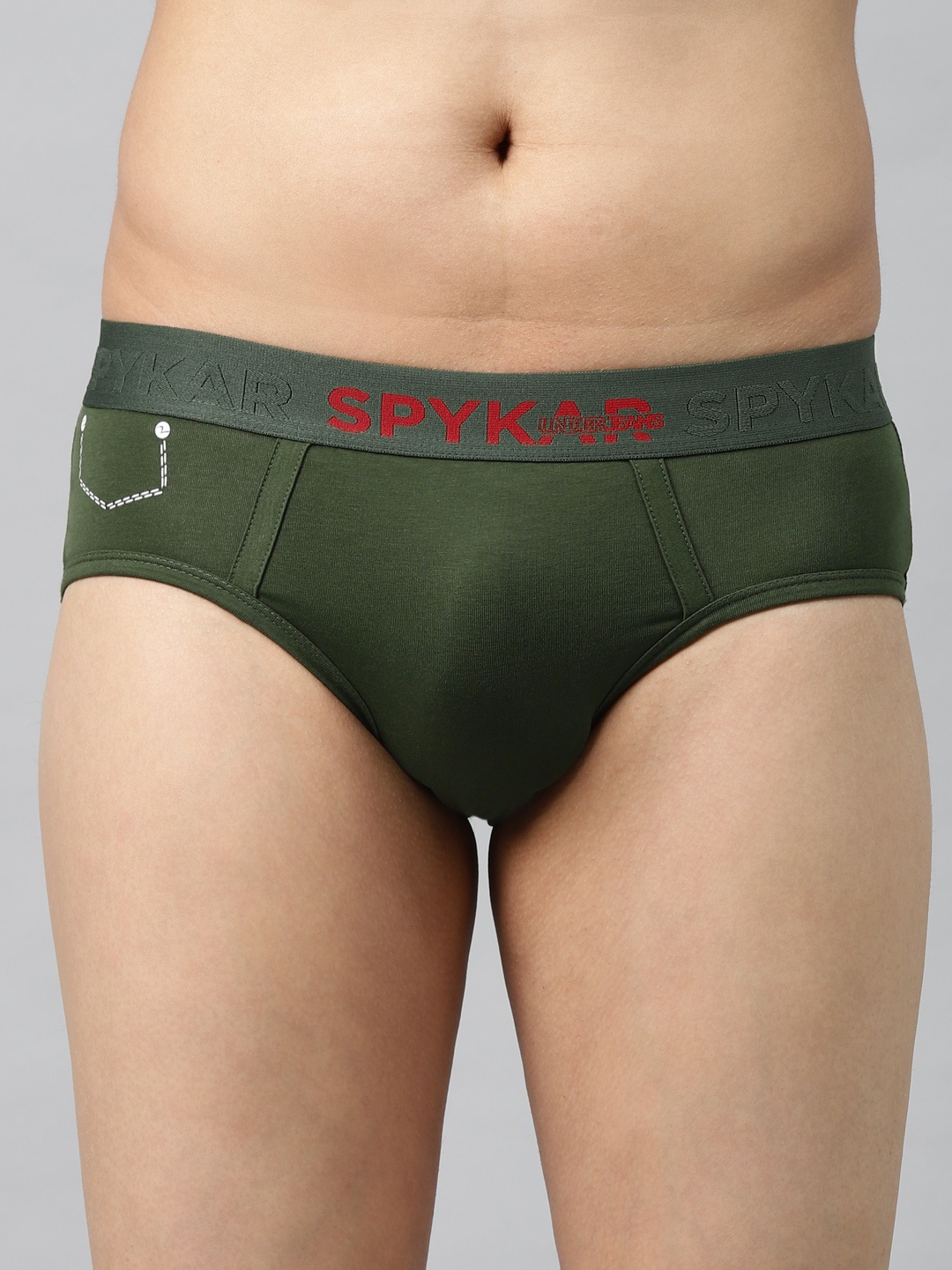 

UnderJeans by Spykar Men Olive Green Solid Briefs 8907966421301