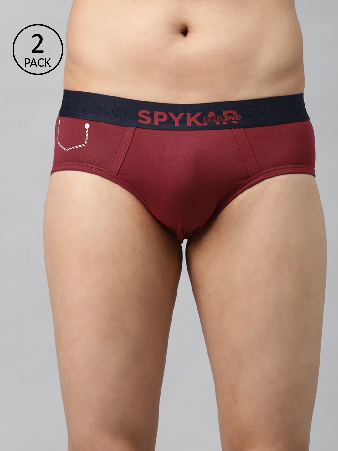 

UnderJeans by Spykar Men Pack of 2 Maroon Solid Briefs 8907966428553