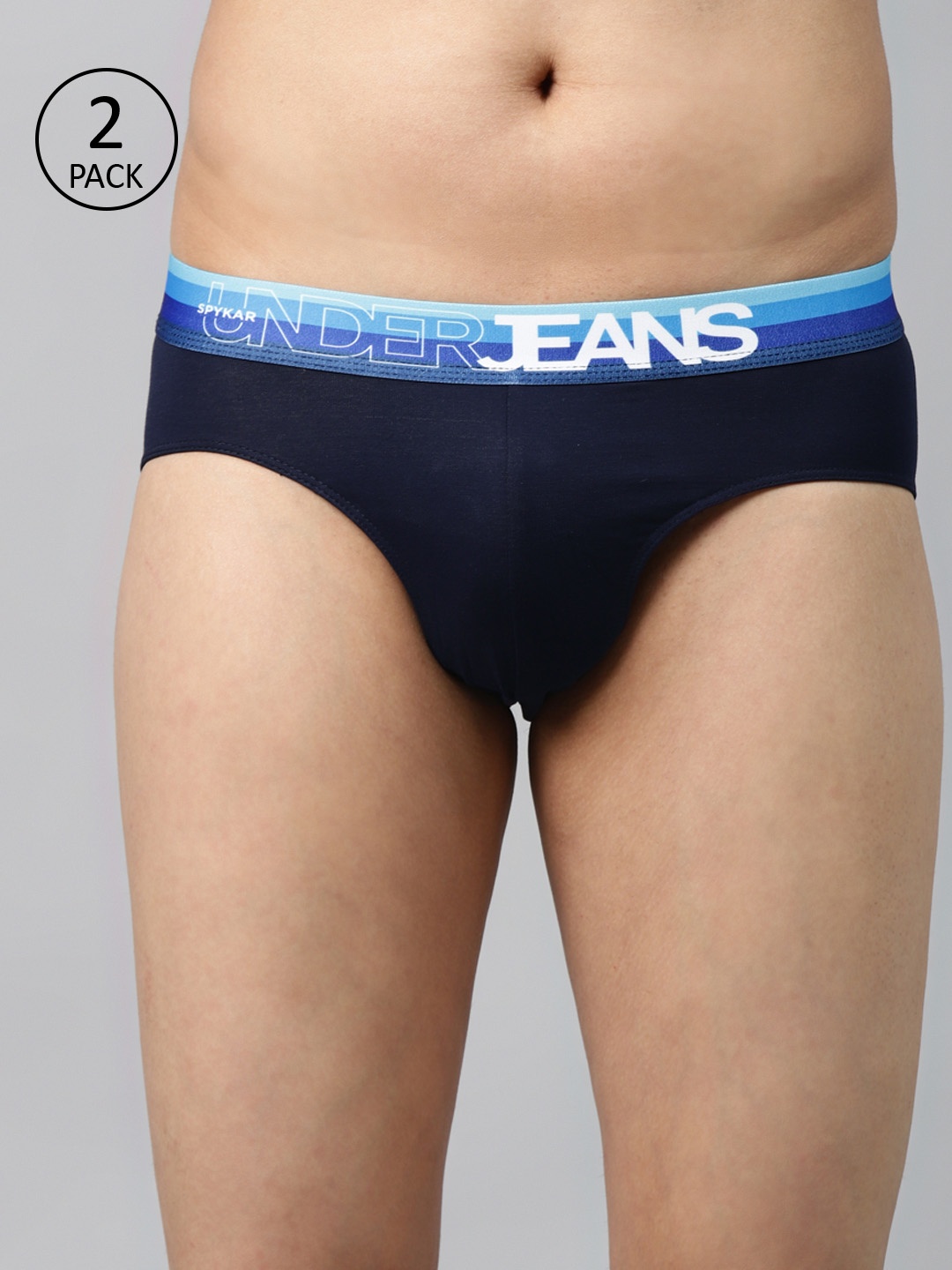 

UnderJeans by Spykar Men Navy Blue Solid Briefs 8907966429055